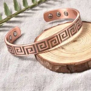 Meander Pattern Cuff Bracelet in Black Oxidized and Rosetone. For Women and Men.